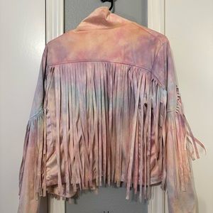 Tie dye fringe jacket